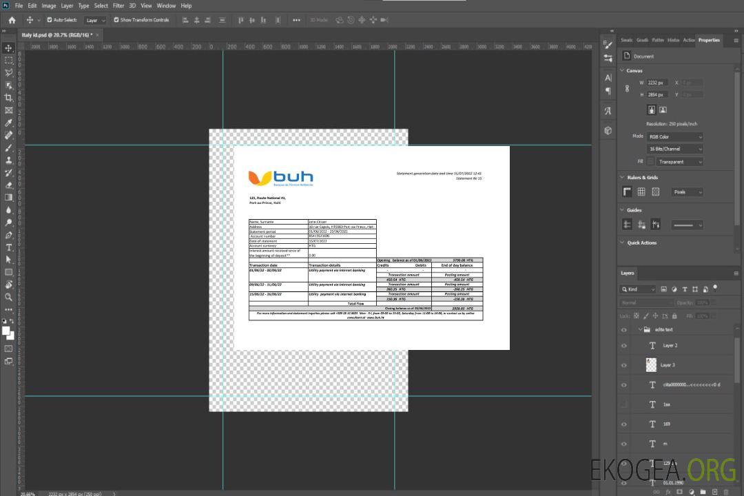 Relevé bancaire Haïti BUH xls template